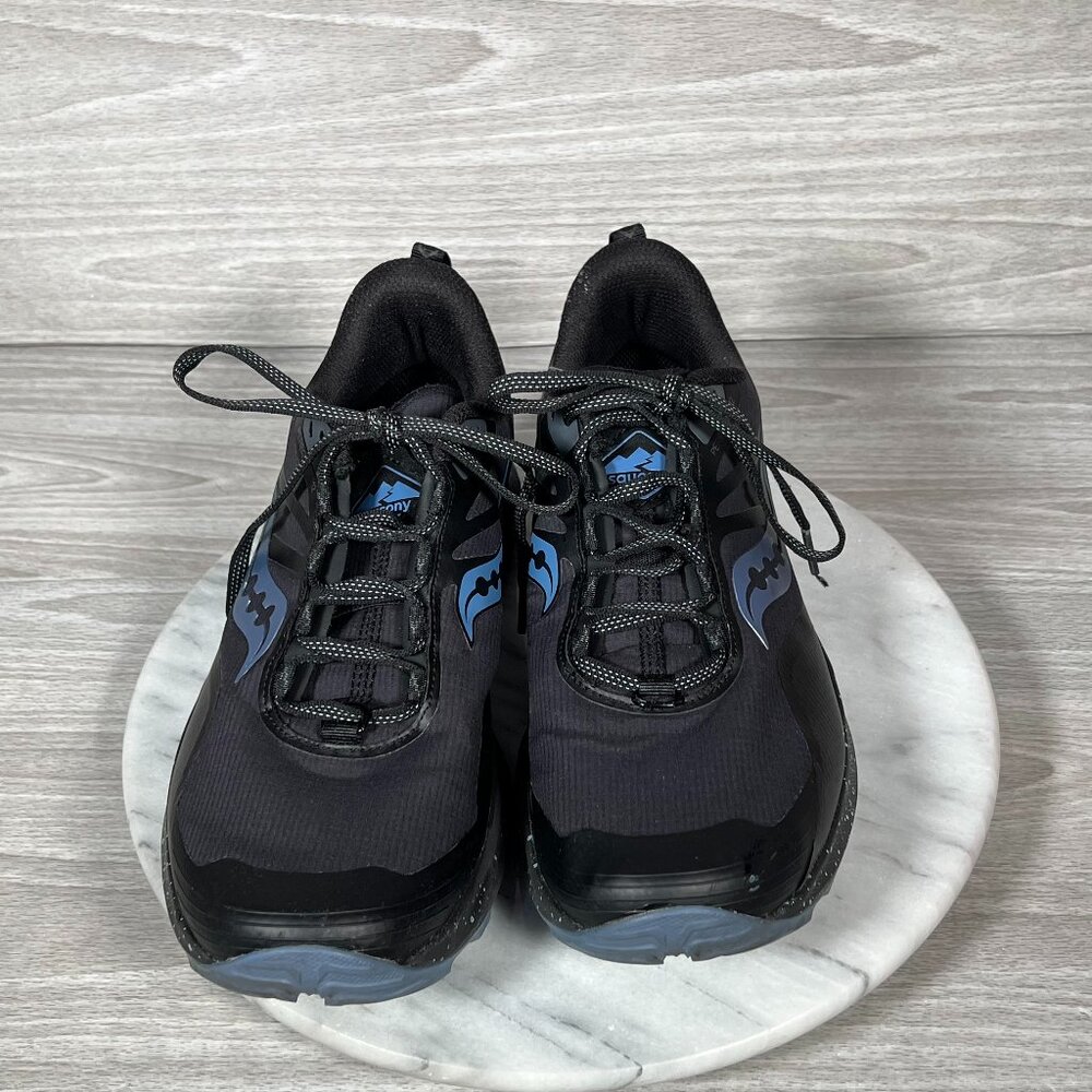 Saucony Peregrine 12 ICE+ 3 Womens 10 Running Shoes Black Blue Trail Outdoor - Picture 10 of 15